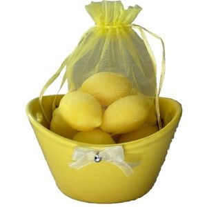 BOWL of LEMON Soaps for Bathroom or Kitchen Sink  GIFT SET